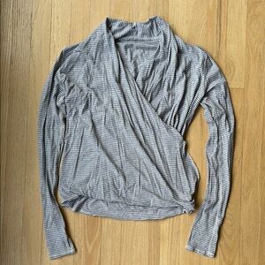 Lululemon Athletica Gray Wrap Blouse Long Sleeve